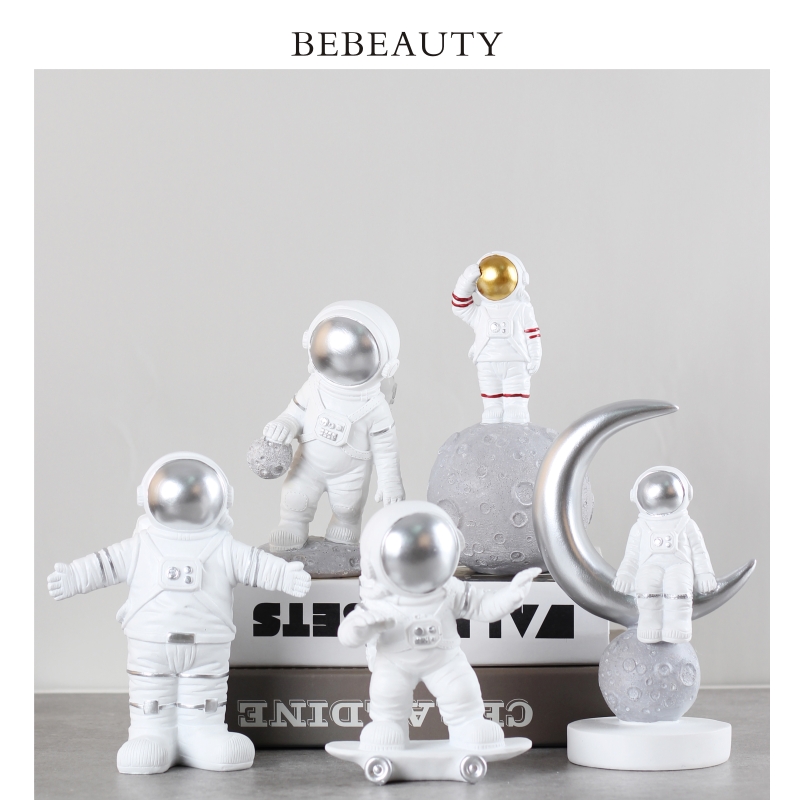 可爱家白色树脂太空人宇航员装饰摆件工业风书房儿童房电视柜公仔