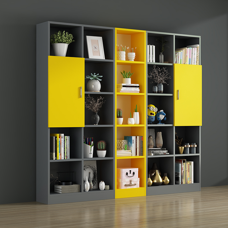 现代简约书架置物架落地组合收纳儿童简易靠墙置物柜书房定制柜子