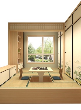 榻榻米卧室书房小房间设计实木床衣柜一体日式儿童房全屋定制整体