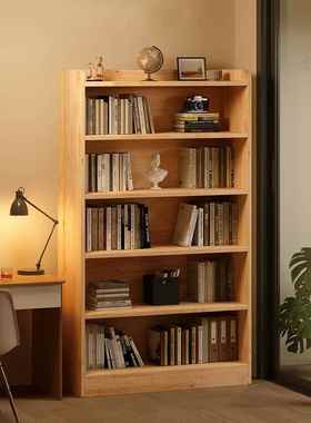 实木书架儿童多层书房落地简易高端书柜书桌旁靠墙柜子储物柜一体