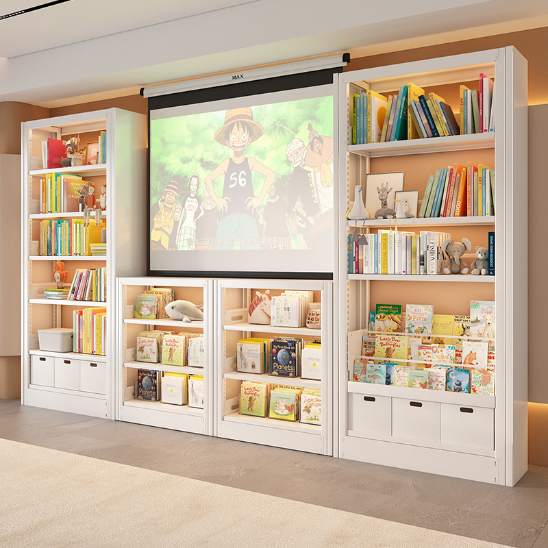 家用钢制书架图书馆架子客厅书房多层靠墙书籍架置物架儿童绘本架