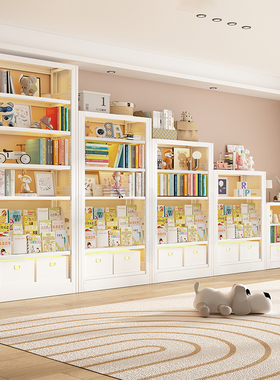 书架多层落地置物架客厅儿童书房图书馆靠墙家用储物柜简易收纳柜