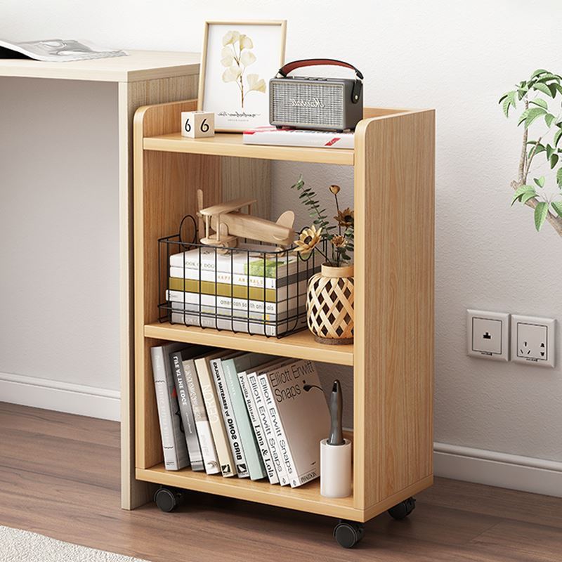 移动书架带轮迷你书桌旁小书架落地简易窄小型儿童书房创意收纳柜