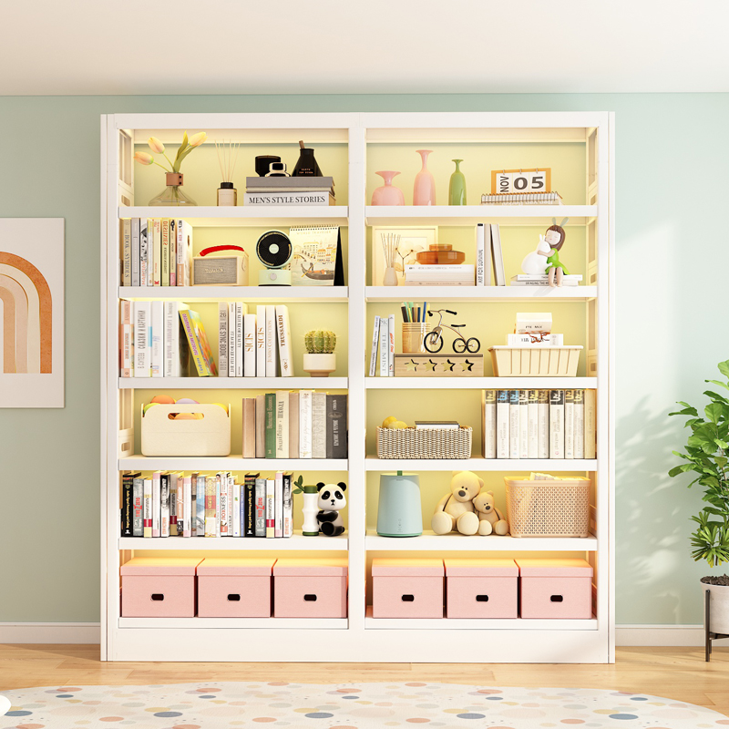 家用儿童图书馆书架多层落地收纳置物架一体靠墙客厅书房简易书柜