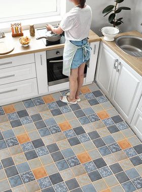 厨房地板贴自粘浴室防水防滑地砖贴纸地面卫生间耐磨瓷砖贴纸翻新