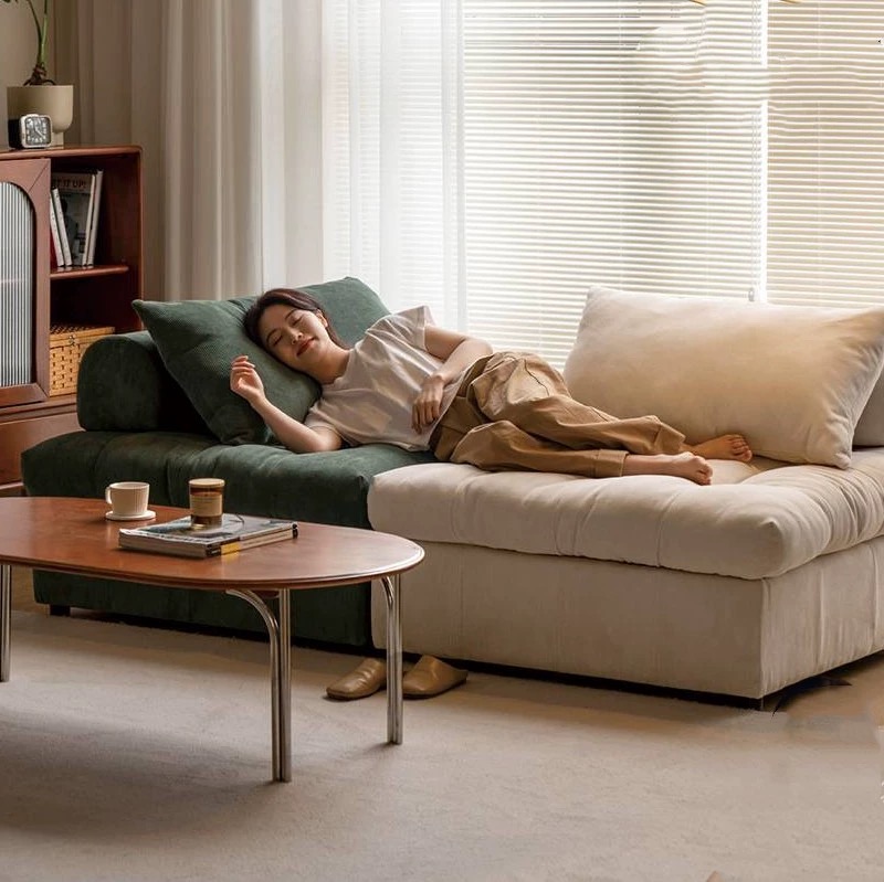 意式极简现代简约小户型客厅拼接模块沙发自由组合灯芯绒布艺沙发