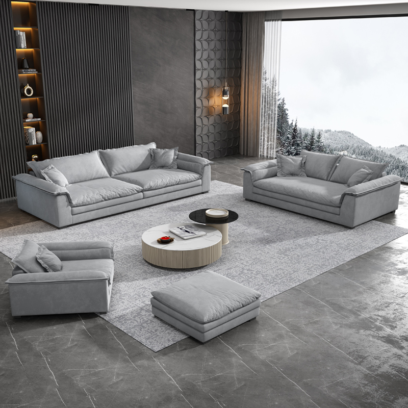 轻奢磨砂布艺直排沙发客厅意式极简现代简约乳胶网红款组合整装