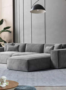 现代简约意式客厅乳胶沙发大小户型转角沙发组合布艺轻奢北欧灰色