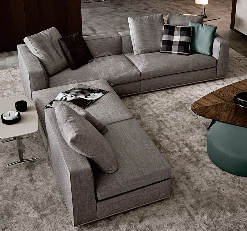 简约现代豪华布艺乳胶沙发小户型客厅转角组合办公轻奢实木框家具