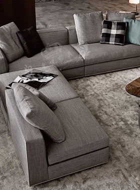 简约现代豪华布艺乳胶沙发小户型客厅转角组合办公轻奢实木框家具