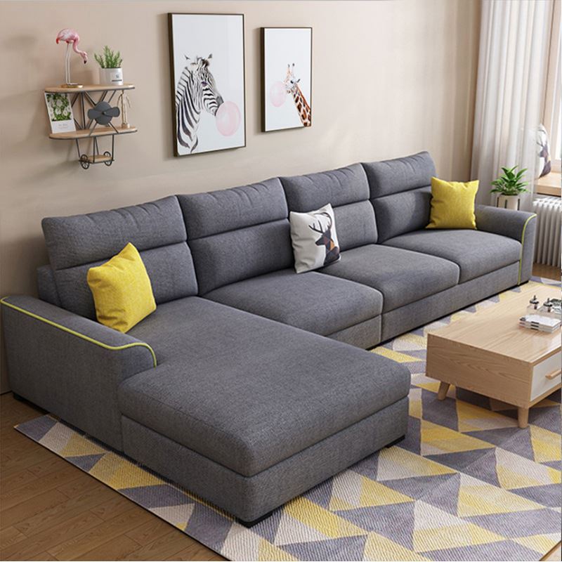 简约现代布艺沙发组合客厅小户型三人位北欧转角乳胶沙发家具组合