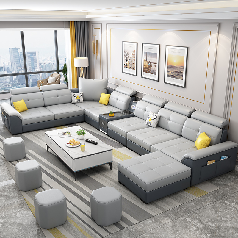 北欧布艺沙发组合大小户型现代简约客厅乳胶款转角家用科技布沙发