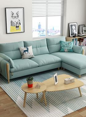 中转角布艺现代简约北欧三人沙发拆洗卧室组合沙发公寓小户型乳胶