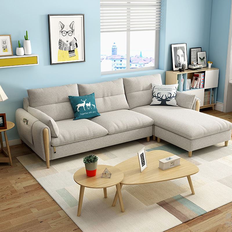 北欧现代简约中小户型转角布艺拆洗乳胶卧室公寓三人沙发组合沙发
