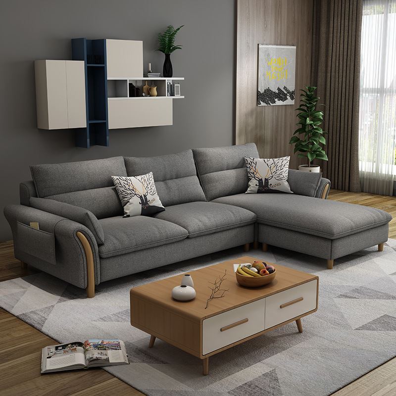 北欧布艺沙发现代简约乳胶小户型组合客厅转角sofa整装三人位沙发