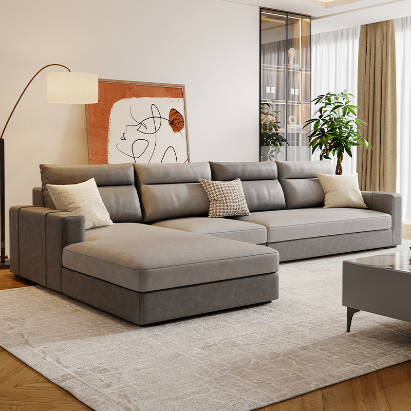 北欧布艺沙发客厅组合简约现代大户型转角贵妃科技布乳胶沙发