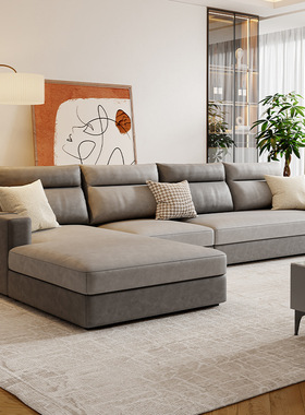 北欧布艺沙发客厅组合简约现代大户型转角贵妃科技布乳胶沙发