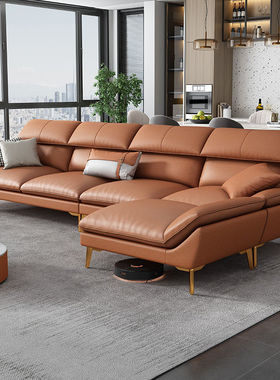 科技布贵妃沙发简约现代客厅轻奢意式转角组合布艺乳胶沙发