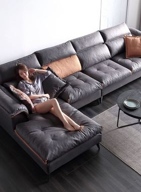 北欧科技布乳胶沙发小户型客厅整装组合简约现代转角布艺羽绒沙发