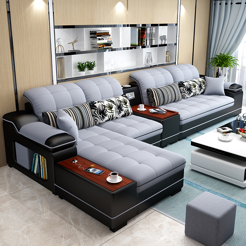 布艺沙发小户型简约现代客厅组合套装转角贵妃经济型乳胶科技布