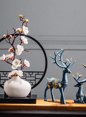 新中式复古典中国风茶室角几装饰品禅意家居客厅创意玄关酒柜摆件
