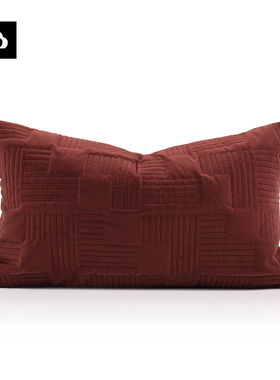柏洛斯样板房轻奢新中式别墅酒店沙发卧室定制红色抱枕腰靠背垫子