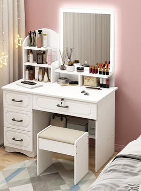 梳妆台卧室北欧现代简约小型网红ins风化妆台桌经济型收纳柜一体