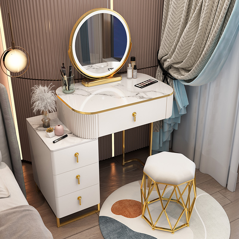 小户型梳妆台收纳柜一体卧室现代简约小型轻奢高级网红化妆桌60cm