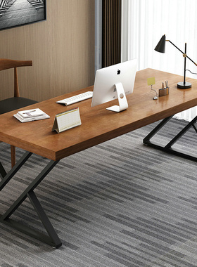 实木电脑桌工作台办公桌家用卧室书桌写字长方形直播主播简约桌子