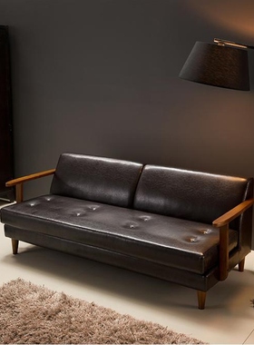 北欧现代休闲皮艺沙发椅日式小户型客厅卧室单人双人三人沙发