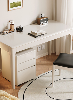 北欧实木书桌带抽屉边柜家用日式极简书房台式办公桌卧室电脑桌
