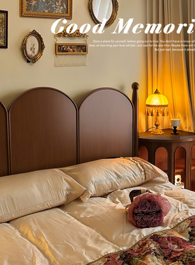 法式复古床实木床现代简约主卧室1.8m美式中古床双人大床婚床家具