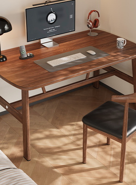 胡桃木电脑桌家用小户型台式电竞办公桌卧室简约现代学习写字书桌