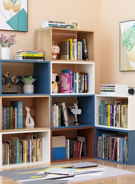 简约现代落地书架置物架客厅卧室家用学生组合书柜儿童简易收纳架