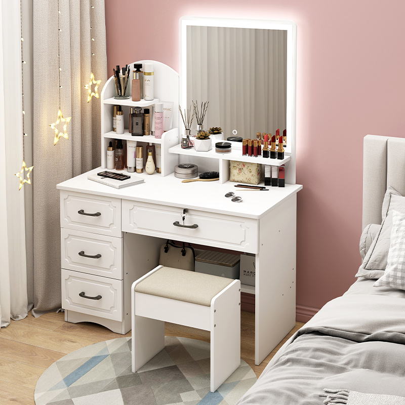 梳妆台卧室北欧现代简约小型网红ins风化妆台桌经济型收纳柜一体