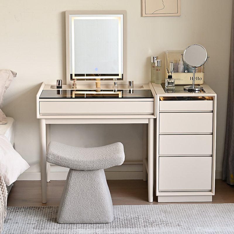 实木梳妆台卧室现代简约小户型化妆桌收纳斗柜一体意式极简化妆台