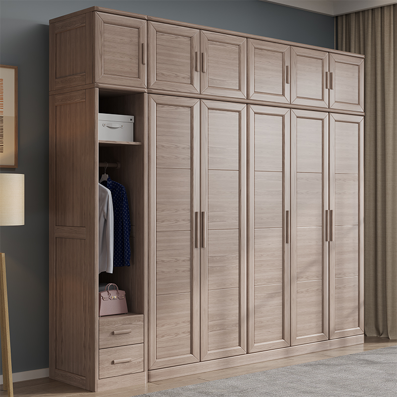 白蜡木纯实木衣柜 北欧日式家具原木大衣橱 主卧室家用全实木柜子