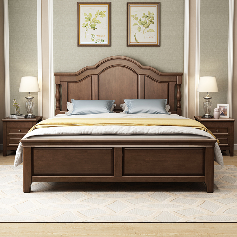 简美风乡村美式实木床1.8米现代简约主卧室1.5米轻奢双人大床家具