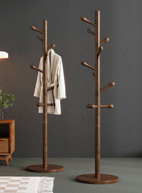 轻奢实木落地衣帽架办公室卧室客厅高端简易小型立式挂衣置物架子
