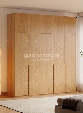 全实木橡木衣柜家用卧室现代简约大容量双门衣橱主卧家具大储物柜