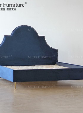 慕妃高端定制美式简约现代北欧设计师轻奢卧室1.51.8米布艺双人床