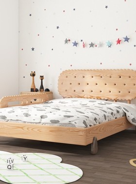 原创环保纯实木北美进口白蜡木圆饼干儿童床实木卧室床