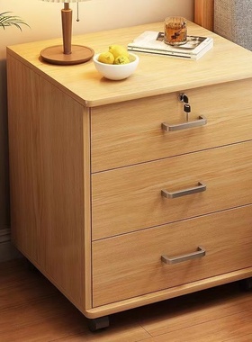 床头柜带轮小型可移动带锁的床头柜床头置物架简约现代卧室小柜子