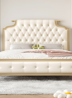 美式床轻奢实木床1.8米双人主卧床1.5现代简约2米x2米2大床卧室床