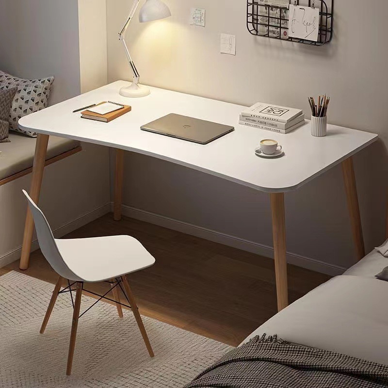 北欧电脑桌台式家用学习办公写字桌子简易现代卧室儿童实木腿书桌