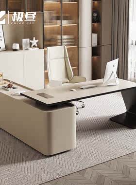 烤漆轻奢老板桌现代简约设计感办公桌椅客厅办公台卧室学习写字台