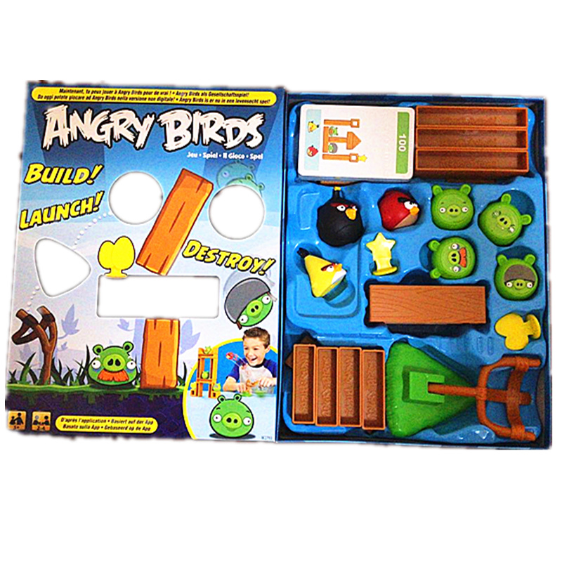 愤怒的小鸟积木玩具弹弓组合弹射宝宝积木皮装益智儿童男孩女孩