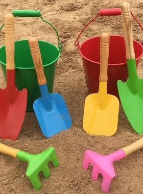 儿童玩沙挖沙子铁铲子铁桶沙滩玩具套装宝宝赶海玩土挖土园艺工具