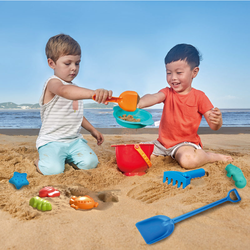 Hape海滨动物模型10件套沙滩玩具套装儿童宝宝18月男女孩玩沙工具
