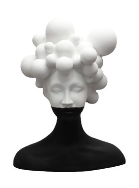 现代简约艺术人物雕塑抽象树脂摆件样板房家居创意黑白女郎装饰品